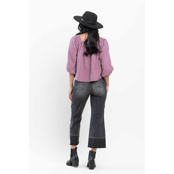 Judy Blue Wide Leg Crop Knoxville High Rise Gray Released Hem Denim Jeans 16W - Picture 2 of 13